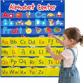 EAMAY Alphabet Learning Pocket Chart Alphabet Wall Chart ABC Flash Cards Learning Games, Handwriting Practice Letter Tracing for Kids Homeschool Kindergarten Learning Activities Must Have!
