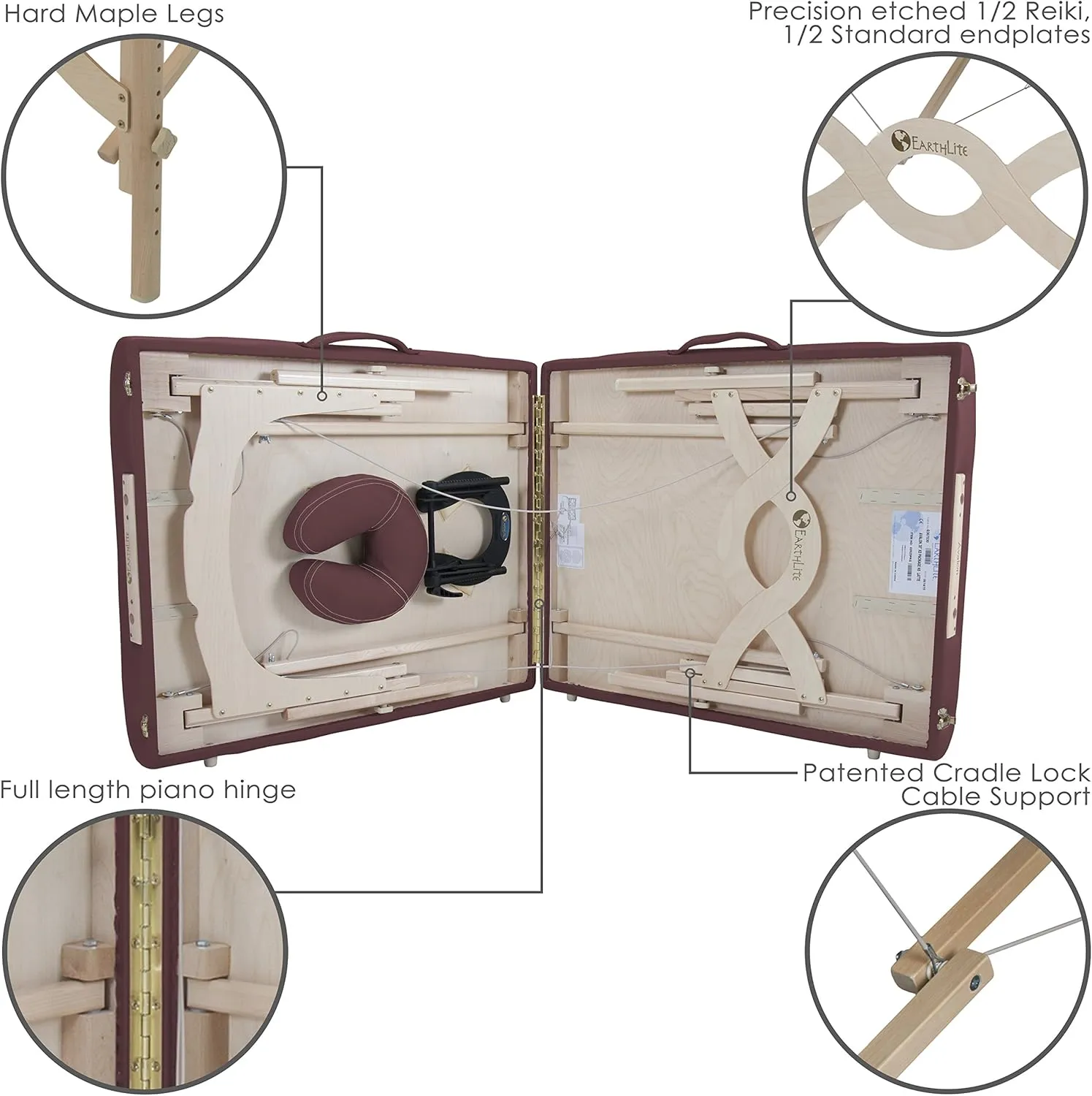 EARTHLITE Portable Massage Table Package AVALON – Reiki Endplate, Premium Flex-Rest Face Cradle & Strata Cushion, Carry Case (30”x73”)