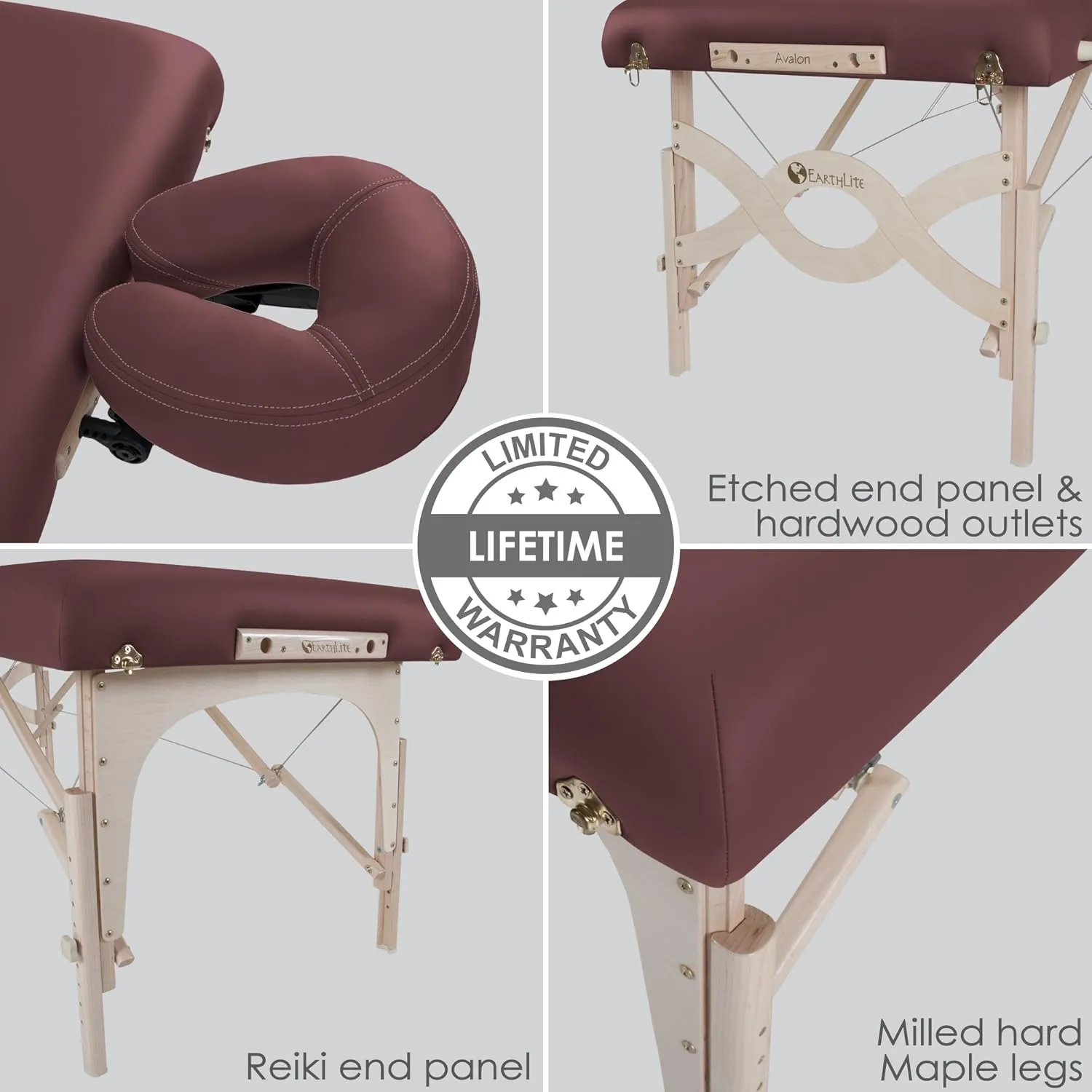 EARTHLITE Portable Massage Table Package AVALON – Reiki Endplate, Premium Flex-Rest Face Cradle & Strata Cushion, Carry Case (30”x73”)