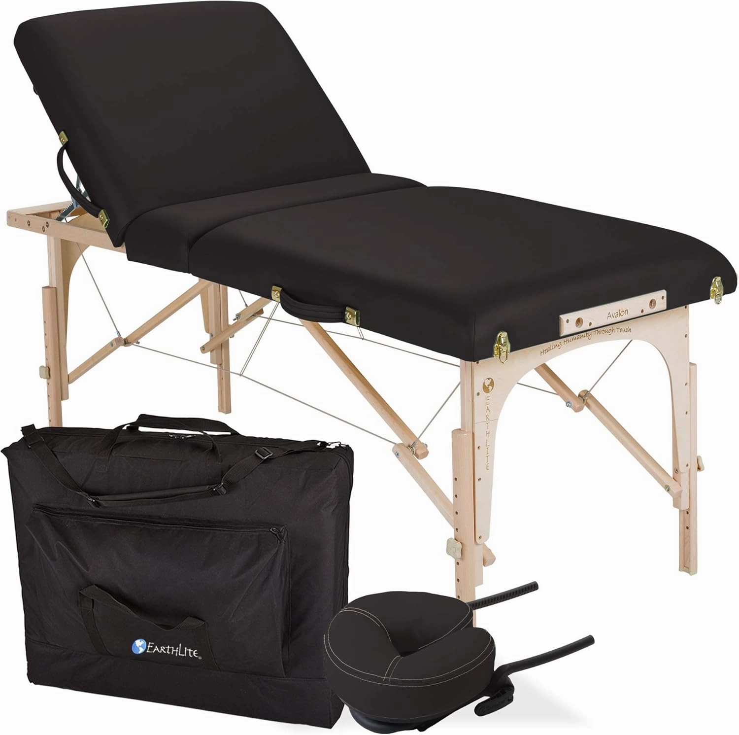 EARTHLITE Portable Massage Table Package AVALON – Reiki Endplate, Premium Flex-Rest Face Cradle & Strata Cushion, Carry Case (30”x73”)
