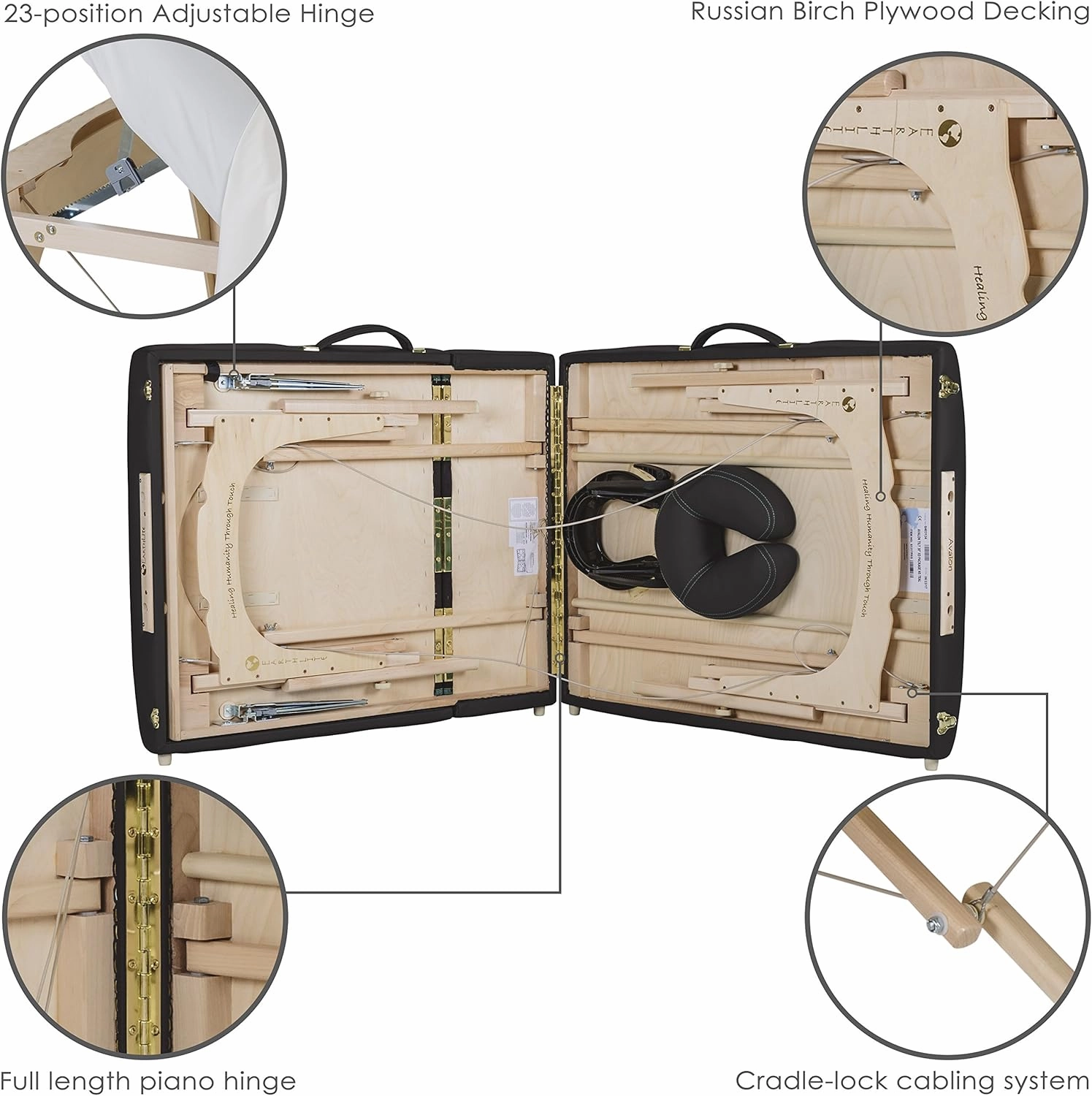EARTHLITE Portable Massage Table Package AVALON – Reiki Endplate, Premium Flex-Rest Face Cradle & Strata Cushion, Carry Case (30”x73”)