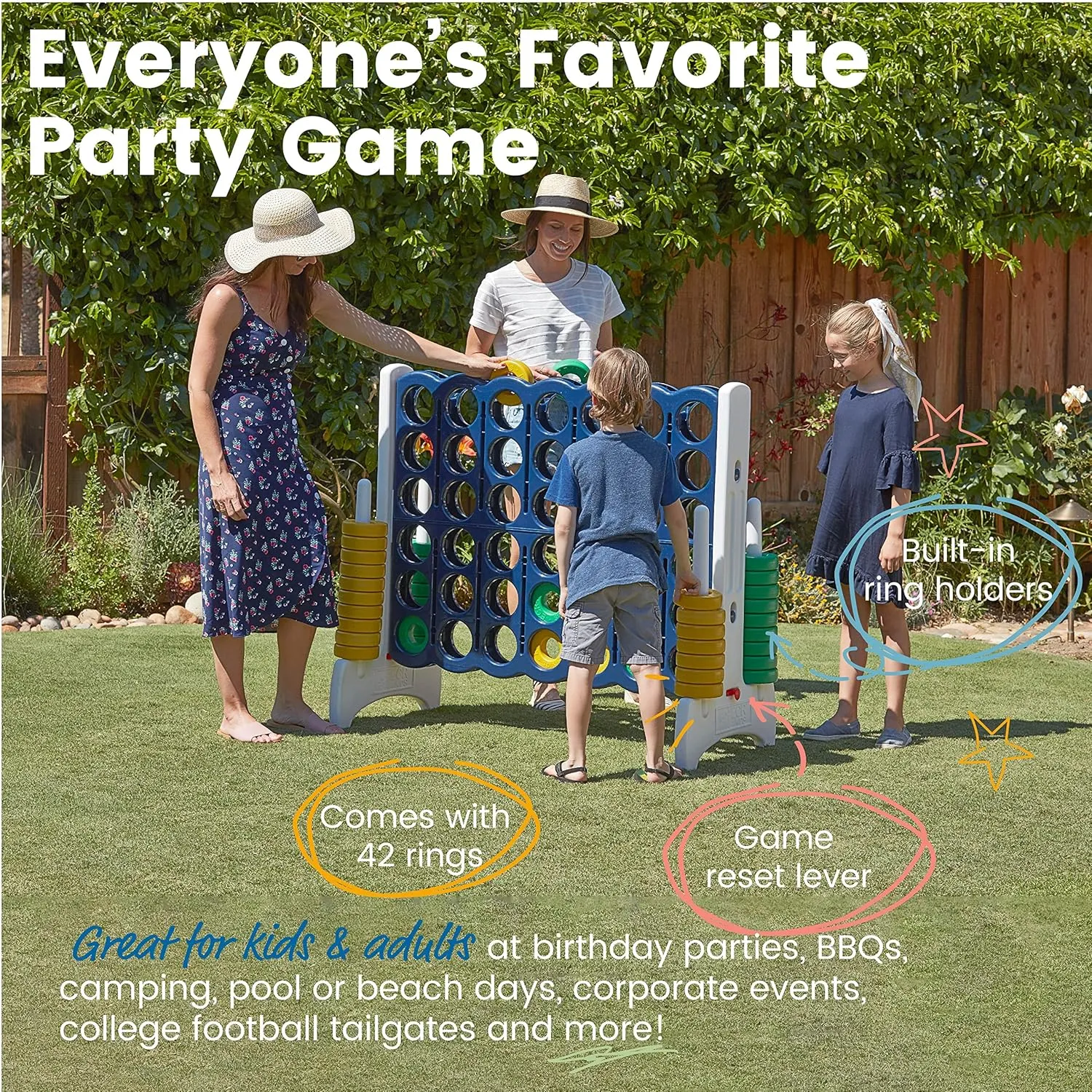 ECR4Kids Jumbo 4-To-Score, Giant Game, Blue/Gold