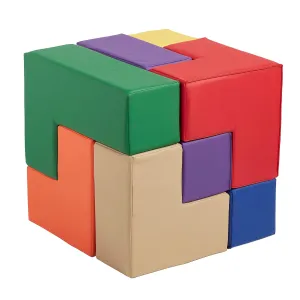 ECR4Kids SoftZone Brainy Building Blocks, Foam Puzzle, Assorted, 7-Piece
