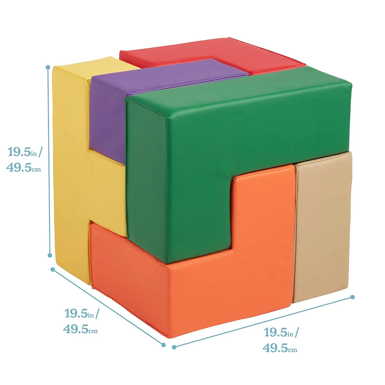 ECR4Kids SoftZone Brainy Building Blocks, Foam Puzzle, Assorted, 7-Piece