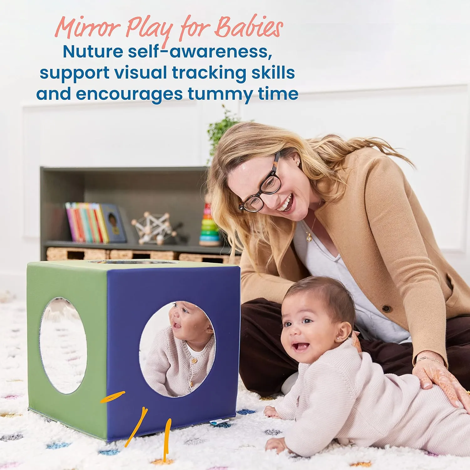 ECR4Kids SoftZone Mirror Cube, Sensory Toy, Earthtone