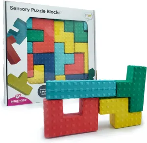 Edushape Easy Grip Soft Foam Sensory Puzzle Blocks, 18 Piece