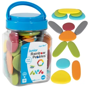 edxeducation - 13229 Rainbow Pebbles - Junior - Earth Colors - Mini Jar - Ages 18M  - Sorting and Stacking Stones - Early Math Manipulative for Children - First Counting and Construction Toy