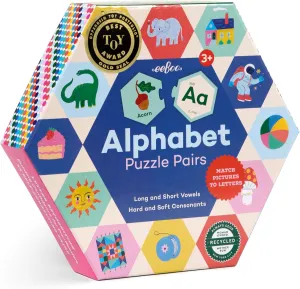 eeBoo: Hexagon Puzzle Pairs - Alphabet - 33 Pairs, Match Pictures to Letters, A Pre-Reading Activity, Educational Preschool Learning, Kids Ages 3 