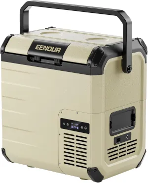 EENOUR D18 12 Volt Car Refrigerator, Portable Freezer 19Qt/18L Battery & Solar Powered Cooler 25W, -4~50℉, 12/24V DC, 110~240V AC, Electric Cooler Ideal for Road Trips, Camping (Battery Not Included)