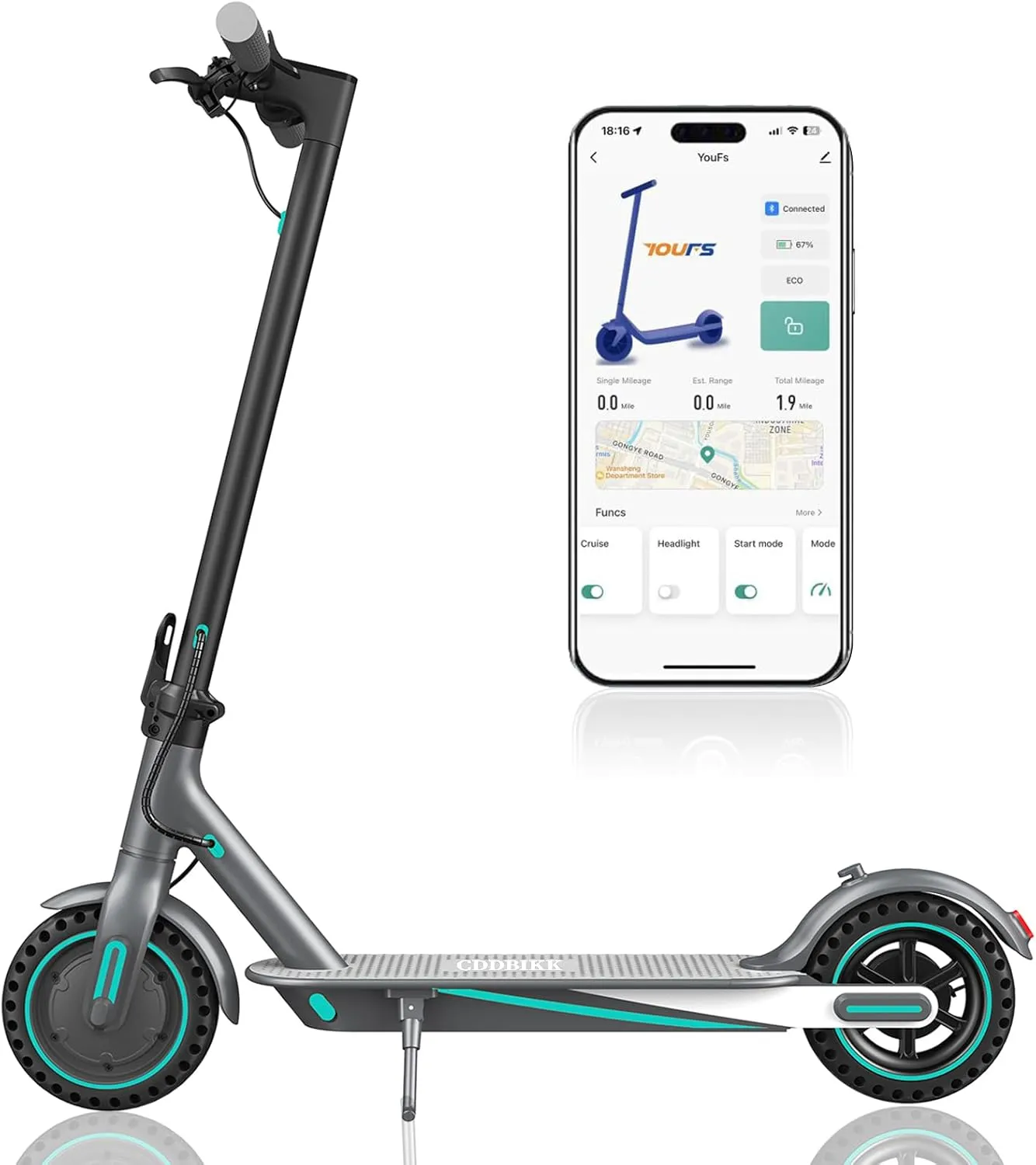 Electric Scooter for Adults, Up to 21 MPH, 19 Miles Ranges, 350W Motor E-Scooter with 8.5 Inch Tires, Foldable Escooter with Dual Braking and APP Control, UL Certified