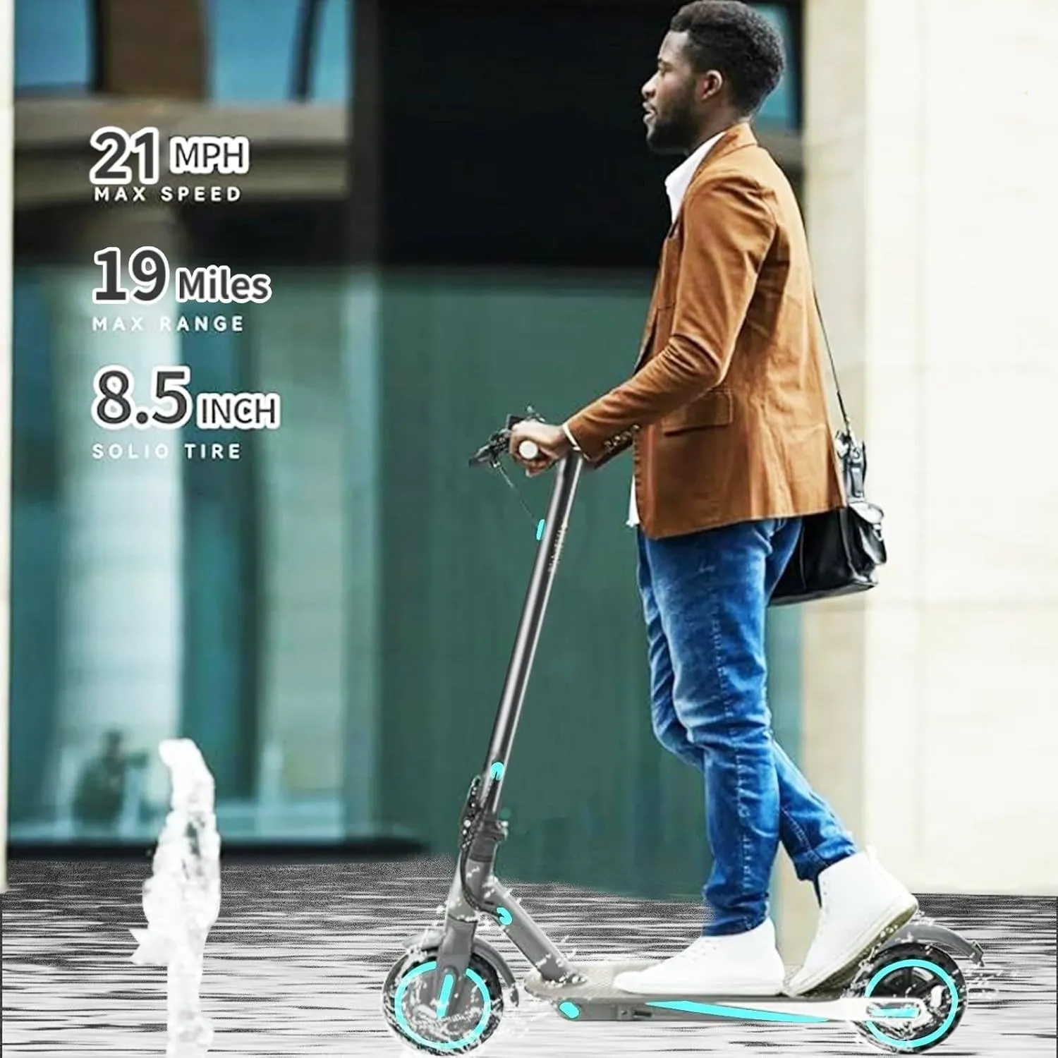 Electric Scooter for Adults, Up to 21 MPH, 19 Miles Ranges, 350W Motor E-Scooter with 8.5 Inch Tires, Foldable Escooter with Dual Braking and APP Control, UL Certified