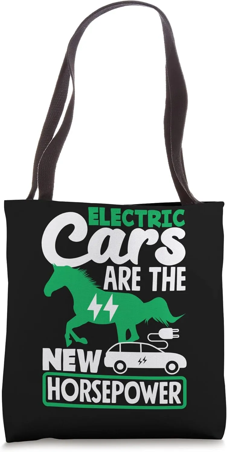 Electricity Cars are the new Horsepower Electric Vehicle EV Tote Bag
