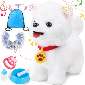 Electronic Plush Dog Remote Control Puppy Toy, Interactive Robot Dog Walking, Barking, Licking Stuffed Animal Plush Toy for Kids