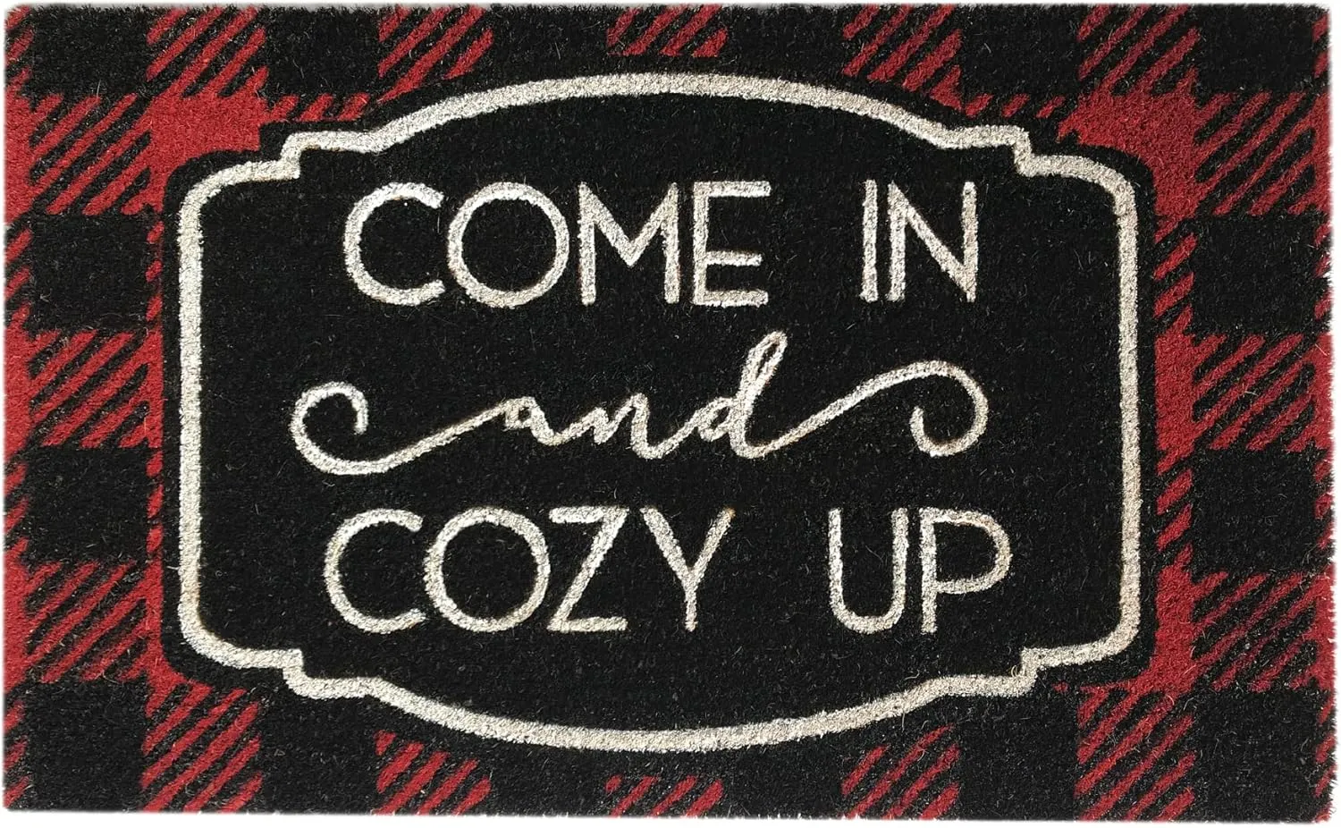 Elrene Home Fashions Farmhouse Living Coir Outdoor Doormat, Natural Entry Mat, Front Door Decor, 18" x 30", Come in and Cozy Up