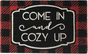 Elrene Home Fashions Farmhouse Living Coir Outdoor Doormat, Natural Entry Mat, Front Door Decor, 18" x 30", Come in and Cozy Up
