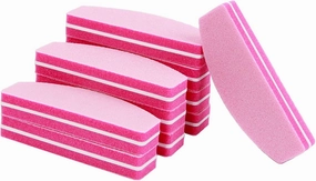 Emery Boards Nail Care kit with Nail File Buffer, 10pcs Pink Sponge Nail File Sanding Buffing Blocks Half Moon Nail Art Polishing Files