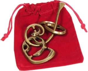 Enigma Hanayama Cast Metal Brain Teaser Puzzle, Level 6 Difficulty Rating, Red Velveteen Drawstring Pouch, Bundled Items