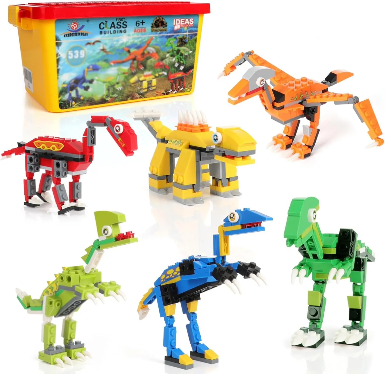 EP EXERCISE N PLAY Dinosaur Building Blocks, Dinosaur Toys，Creative DIY Construction Toys for Boys and Girls Ages 6  (539 pcs)