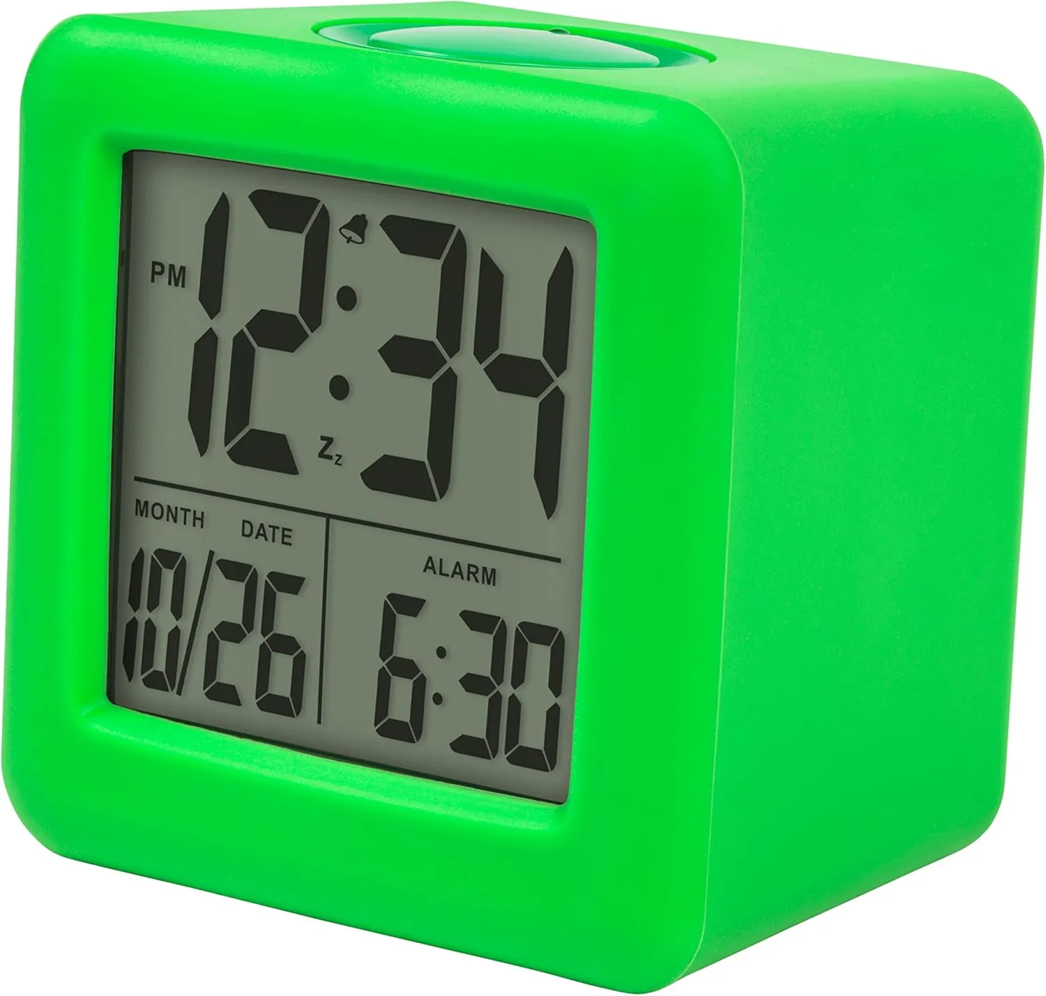 Equity 73003 Green Soft Cube LCD Alarm Clock with Smart Light
