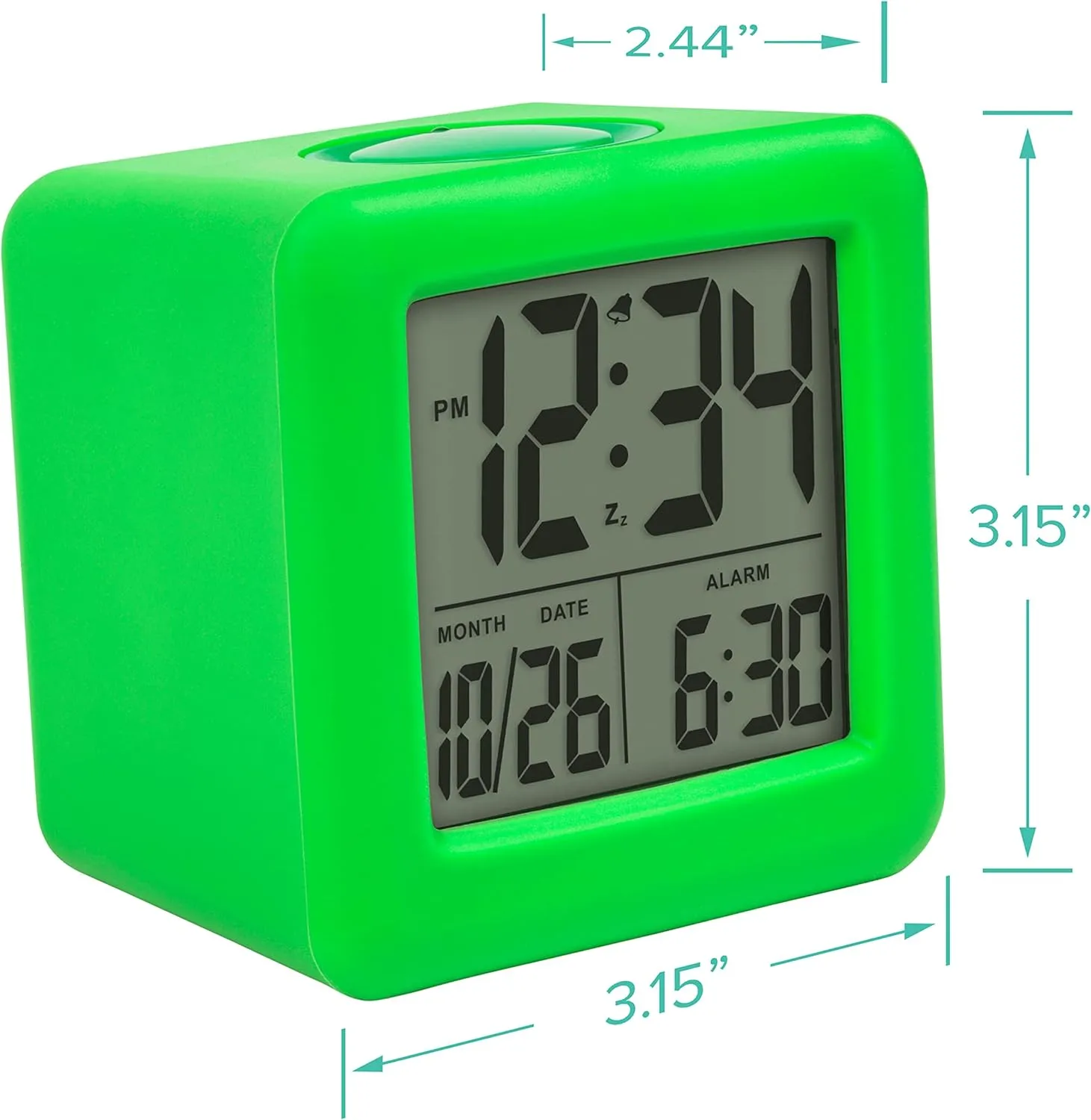 Equity 73003 Green Soft Cube LCD Alarm Clock with Smart Light