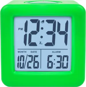 Equity 73003 Green Soft Cube LCD Alarm Clock with Smart Light
