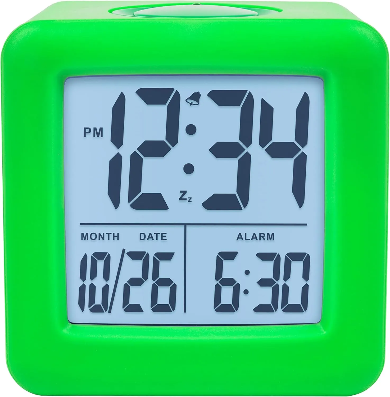 Equity 73003 Green Soft Cube LCD Alarm Clock with Smart Light