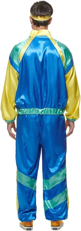 EraSpooky Men 80s Costume Retro Jacket Shell Suit Party Tracksuit