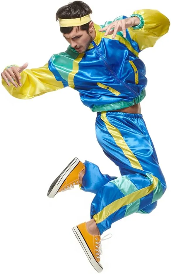 EraSpooky Men 80s Costume Retro Jacket Shell Suit Party Tracksuit