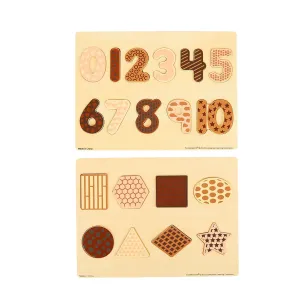 Excellerations WoodWonders? Shapes and Numbers Puzzles Natural - Set of 2