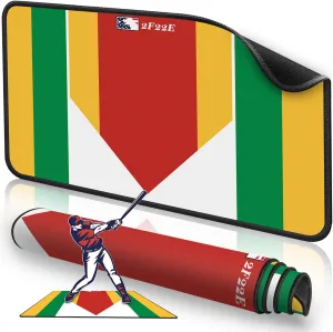 Extended Baseball Home Plate Mat with Color Highlights for Pitching and Hitting Practice,Rubber Home Plate Mat for Training
