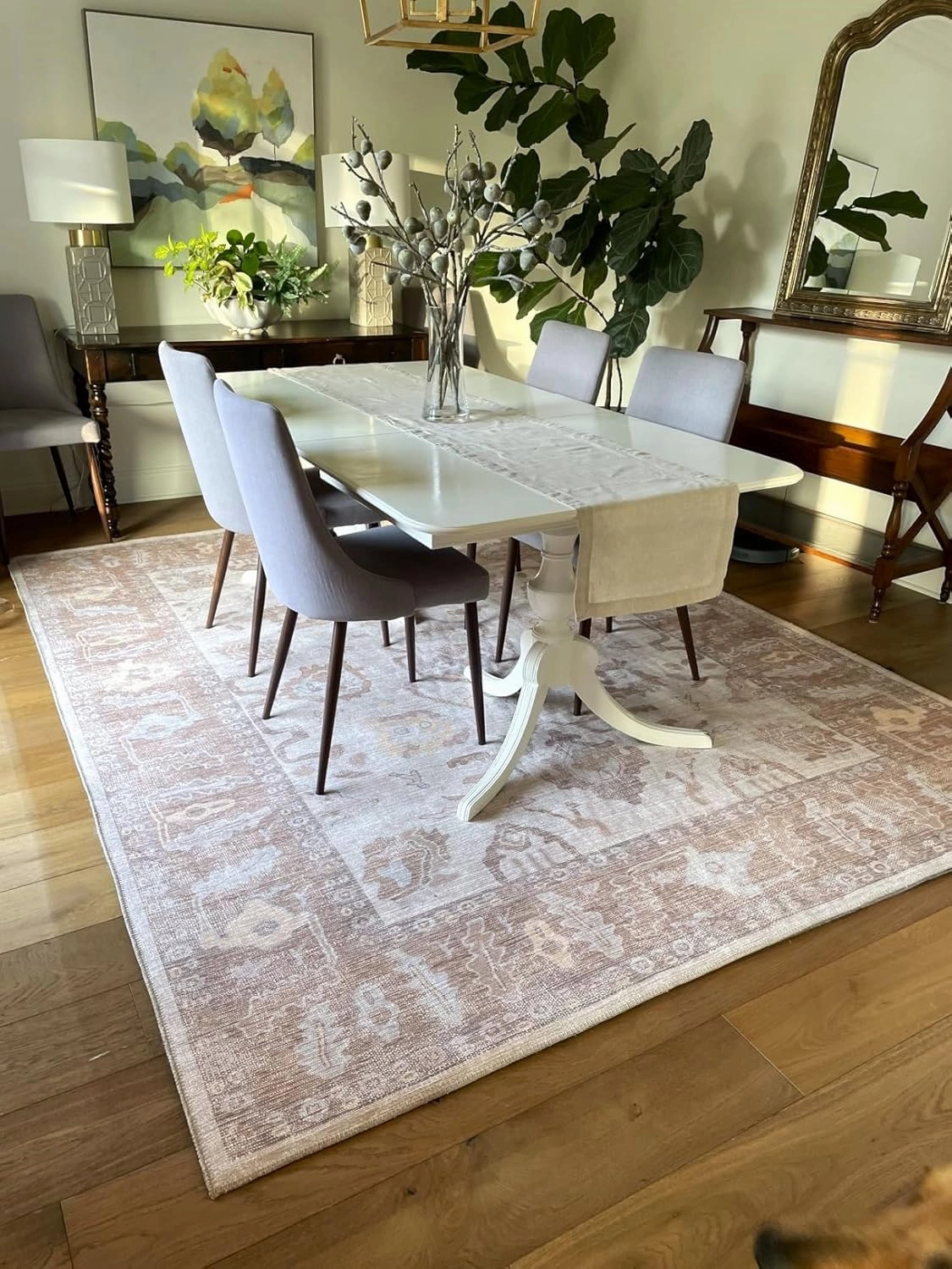 Fame Rugs Modern Oushak Rug 9x12, Vintage Turkish Brown Oriental Antique Inspired Washable Foldable Area Rugs, Luxury Living Room Bedroom (383BB, 9' x 12)
