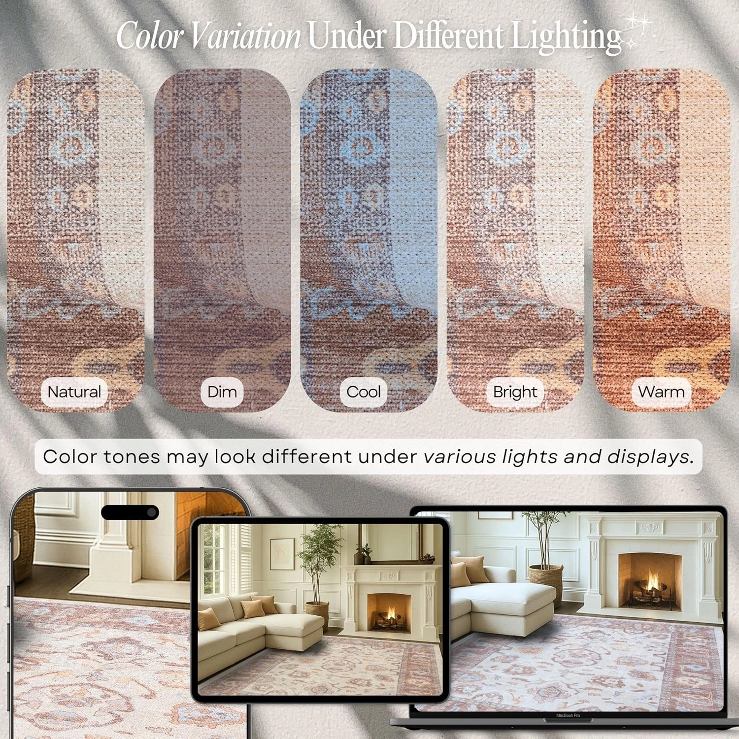 Fame Rugs Modern Oushak Rug 9x12, Vintage Turkish Brown Oriental Antique Inspired Washable Foldable Area Rugs, Luxury Living Room Bedroom (383BB, 9' x 12)