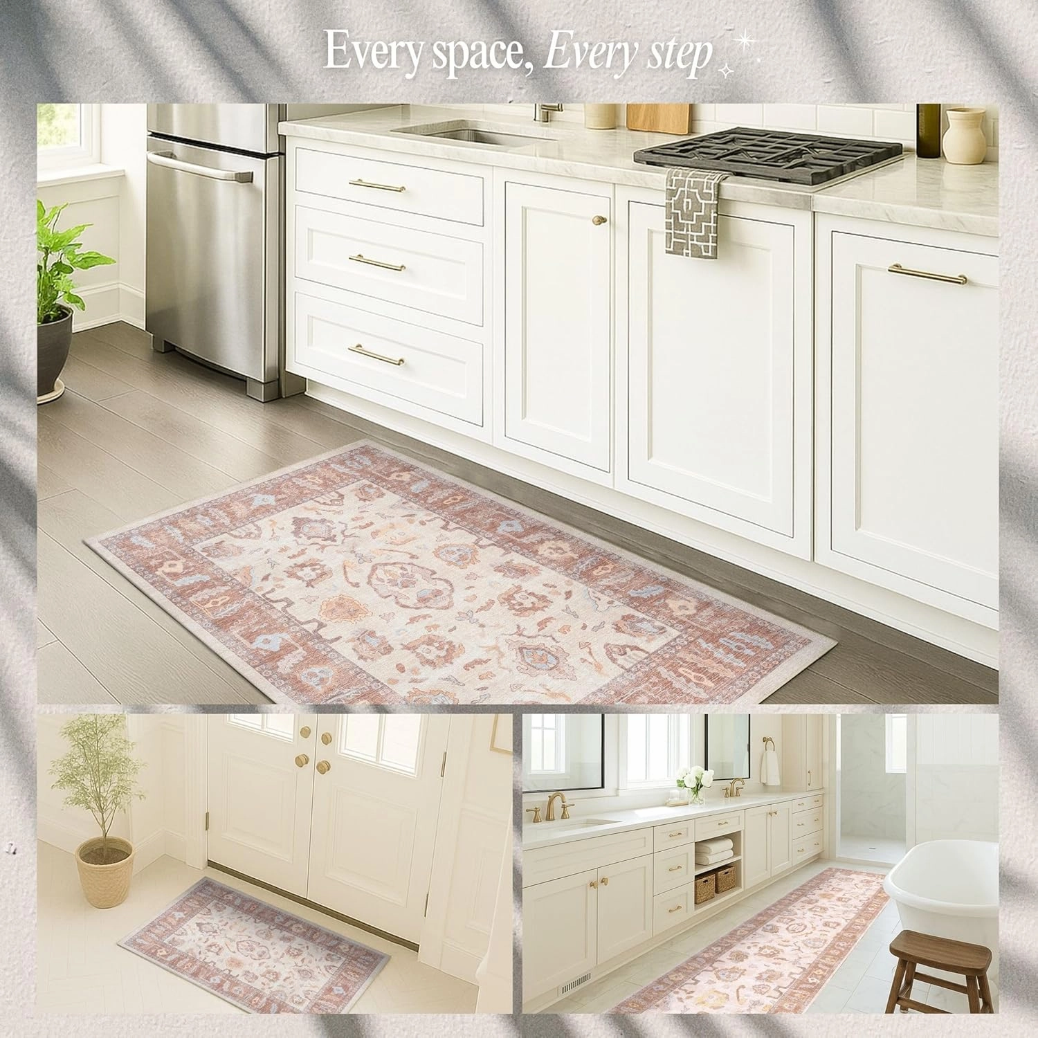 Fame Rugs Modern Oushak Rug 9x12, Vintage Turkish Brown Oriental Antique Inspired Washable Foldable Area Rugs, Luxury Living Room Bedroom (383BB, 9' x 12)