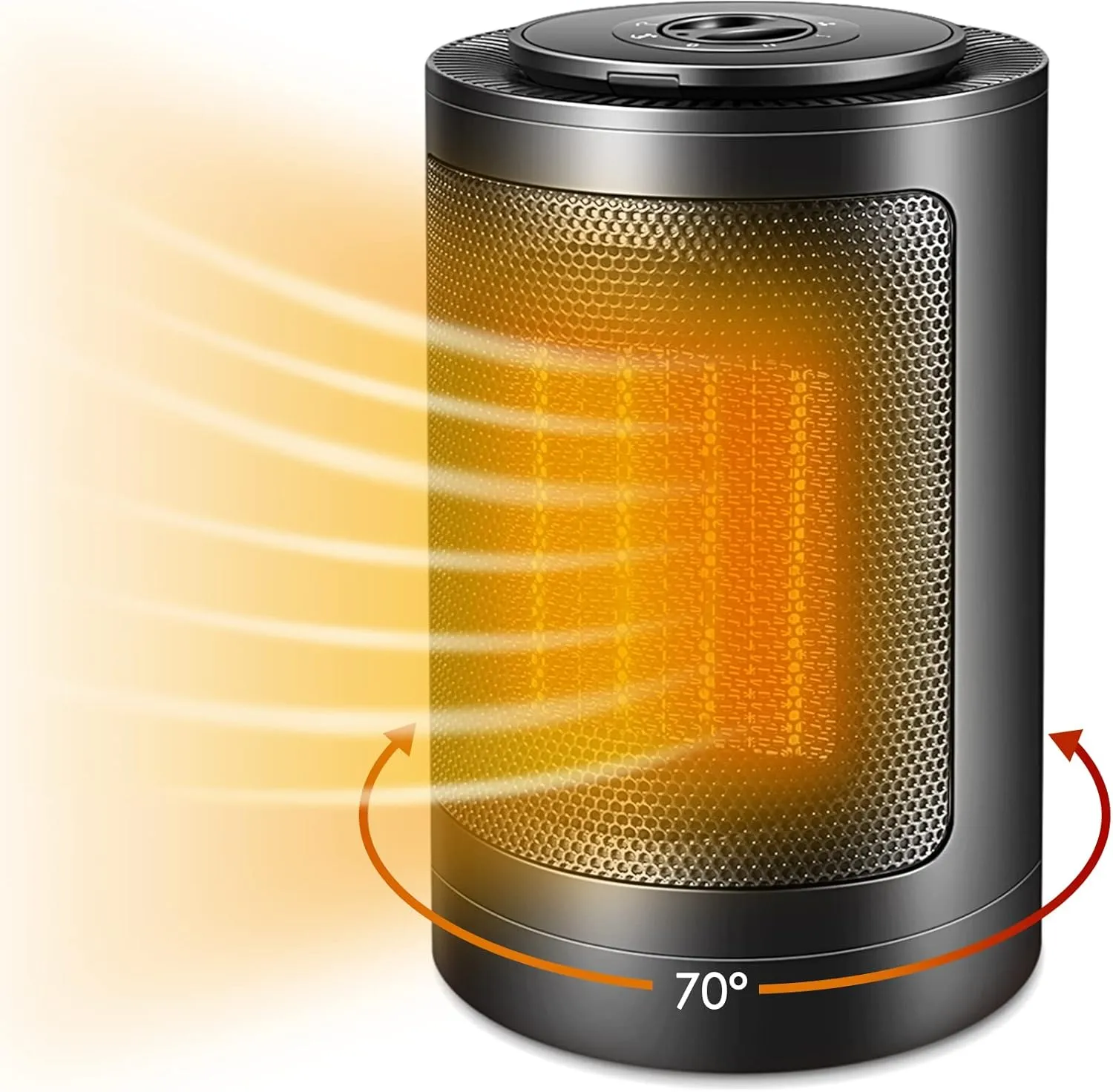 Fane Brivennor Electric Space Heater, 750/1500W Indoor Fast 70° Oscillating Portable 3-Fold Safety Protection Ceramic Heater in Bedrooms Black Heater