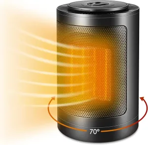 Fane Brivennor Electric Space Heater, 750/1500W Indoor Fast 70° Oscillating Portable 3-Fold Safety Protection Ceramic Heater in Bedrooms Black Heater