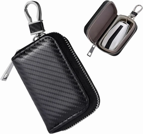 Faraday Bag for Car Keys, Anti-Theft Faraday Carbon Fiber Key Fob Holder Storage with Zip, Portable Signal Blocking Auto Key Protector Zipper Pouch, Car Accessories