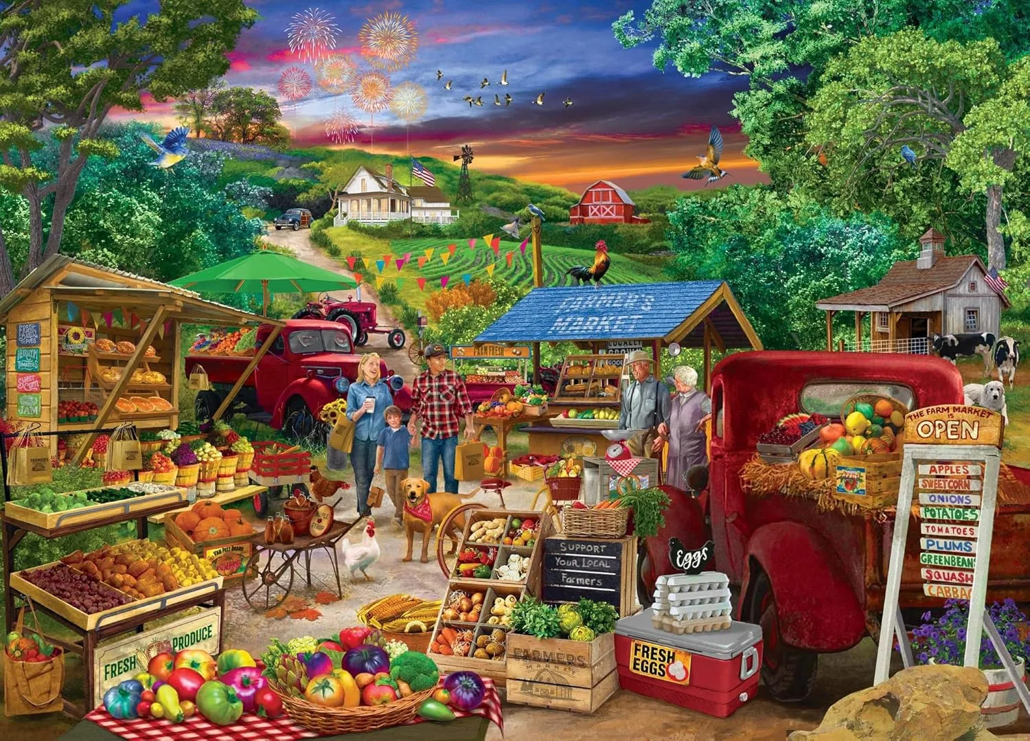 Farmer's Market Country Bumpkin Puzzle for Adults | Difficult 1000 Piece Jigsaw Puzzle Toy | Fun Quarantine Gifts | Interactive Brain Teaser for Game Night | 28 x 20 Inches