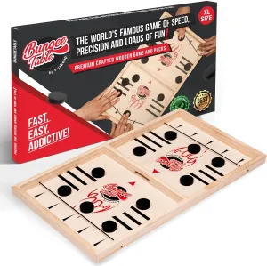 Fast Sling Puck Game - Test Your Speed and Accuracy with This Fast-Paced Wooden Air Hockey Board Game - Guaranteed Fun for Family Night or Friends Party
