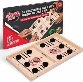 Fast Sling Puck Game - Test Your Speed and Accuracy with This Fast-Paced Wooden Air Hockey Board Game - Guaranteed Fun for Family Night or Friends Party