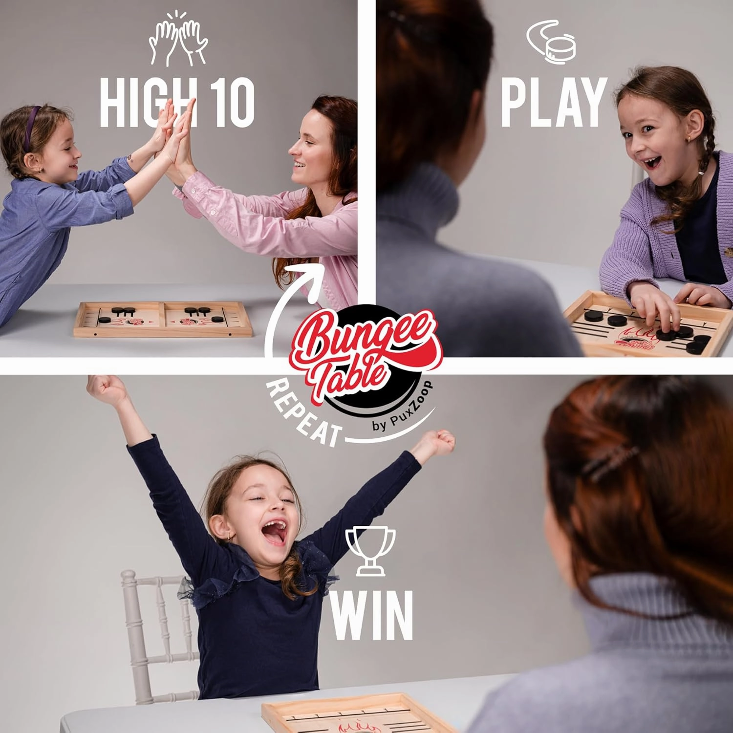 Fast Sling Puck Game - Test Your Speed and Accuracy with This Fast-Paced Wooden Air Hockey Board Game - Guaranteed Fun for Family Night or Friends Party