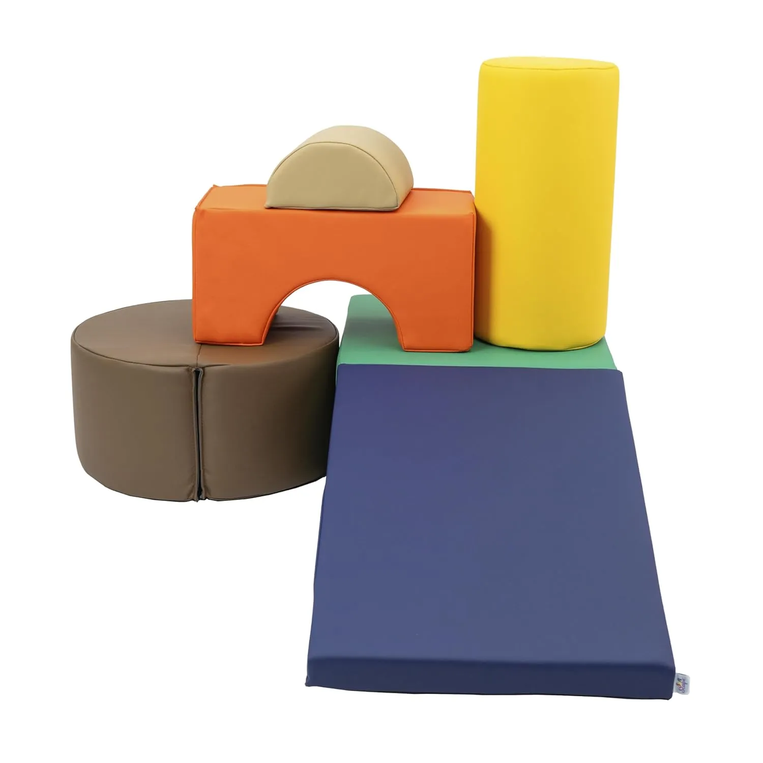 FDP SoftScape Playtime and Climb Multipurpose Playset for Infants, Toddlers 10m-2yrs; For Crawlers and Little Builders, Learn Gross Motor Skills at Home or Daycare (6-Piece)- Navy/Orange 12364-NVOR