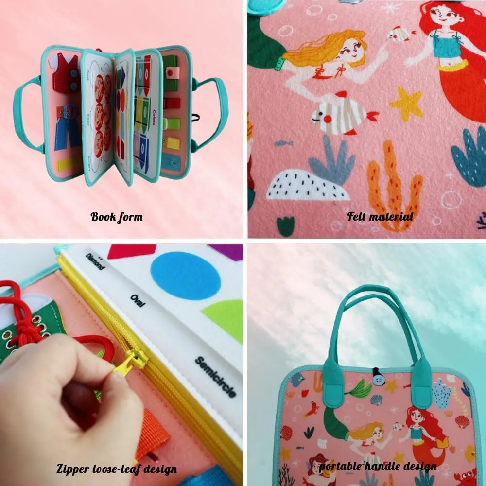 Felt Interactive Book Toddler Busy Book Learning Toys for 3  Years Old Children Busy Board for Children with Autism - Ocean Mermaid