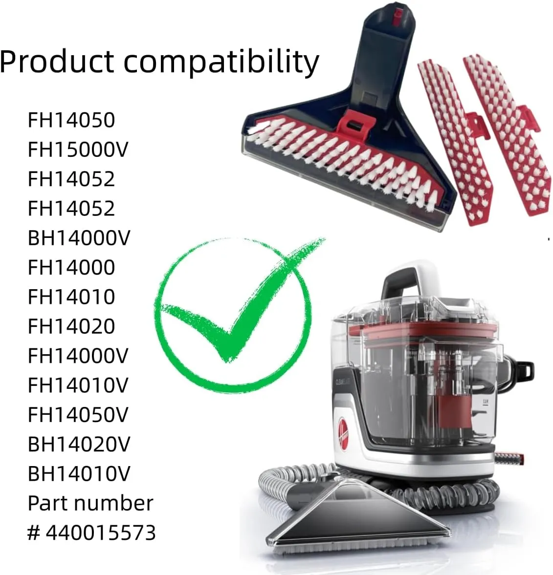 FH14050 Multi Purpose Tools Brush Replacement Parts Compatible with Hoover CleanSlate Portable Machine FH14050 FH15000V FH14052 BH14000V FH14000 FH14010 FH14020 Tough Stain Brush Tool Attachments(1 2)