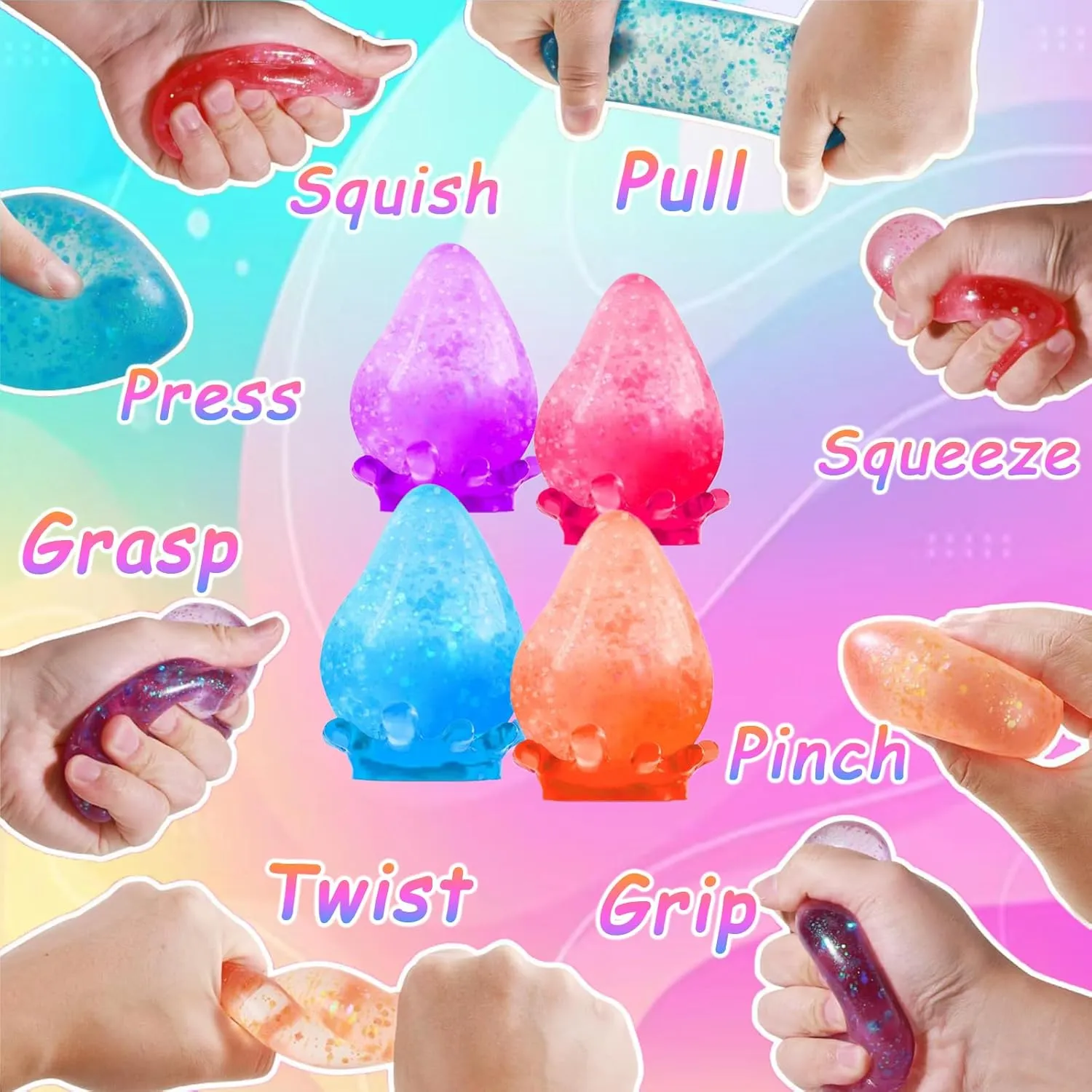 Fidget Toys Stress Cube, Slow Rising Ice Cube Squishy Toys, Sensory Fidget Toys for Anxiety Relief, Sensory Squishy Toys for Kids with Autism, Calming Toys (4pack)