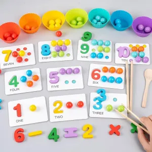 Fine Motor Toys，Wooden Peg Board Bead Game for Toddlers - Rainbow Stacking, Color Sorting & Counting Toys | Fine Motor Skills Development | Math Learning Games for 3 4 5 Years Old