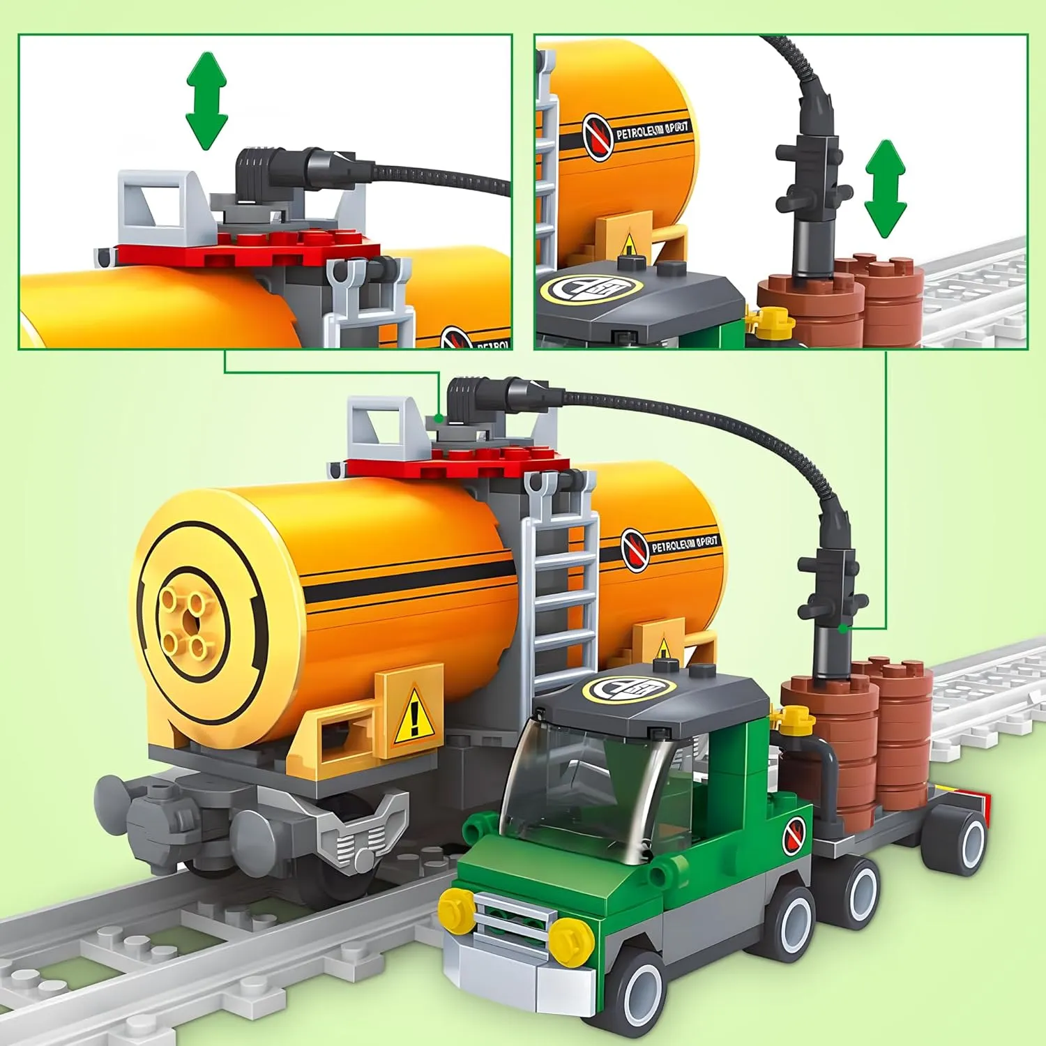 Finger Rock City Freight Car Building Toy Set - Classic Tanker Car & Cargo Train Model, 199-Piece MOC Construction Toy for Train Lovers & STEM Gifts for Boys & Girls 6-8 