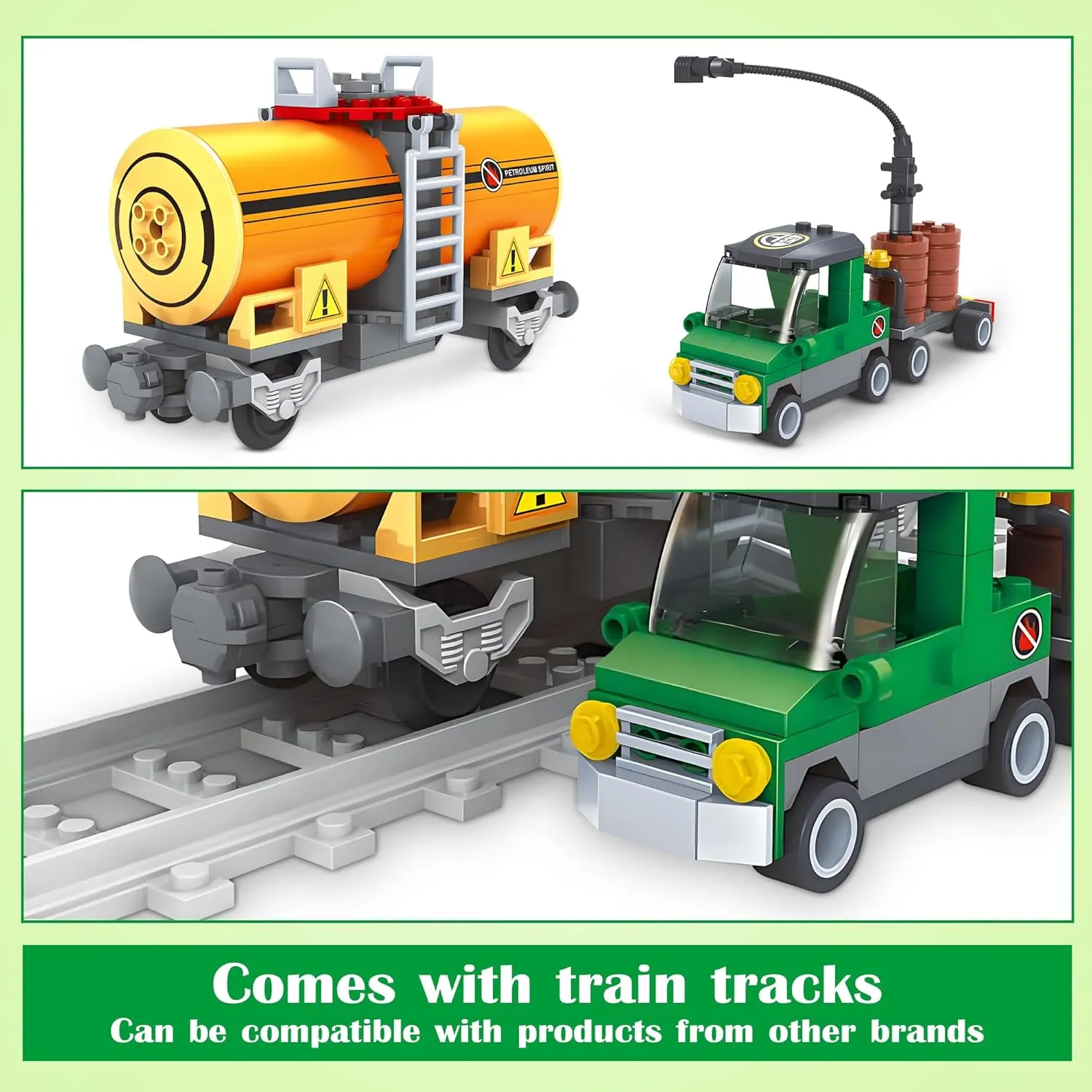 Finger Rock City Freight Car Building Toy Set - Classic Tanker Car & Cargo Train Model, 199-Piece MOC Construction Toy for Train Lovers & STEM Gifts for Boys & Girls 6-8 