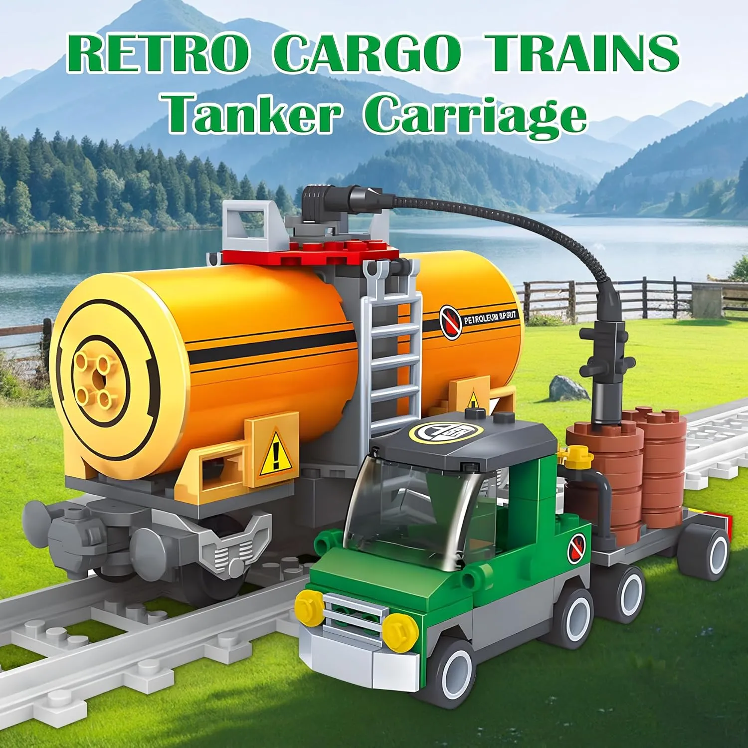 Finger Rock City Freight Car Building Toy Set - Classic Tanker Car & Cargo Train Model, 199-Piece MOC Construction Toy for Train Lovers & STEM Gifts for Boys & Girls 6-8 