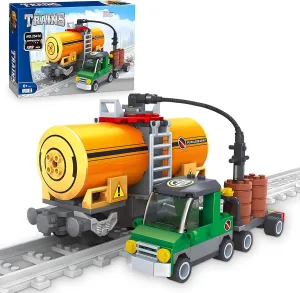 Finger Rock City Freight Car Building Toy Set - Classic Tanker Car & Cargo Train Model, 199-Piece MOC Construction Toy for Train Lovers & STEM Gifts for Boys & Girls 6-8 