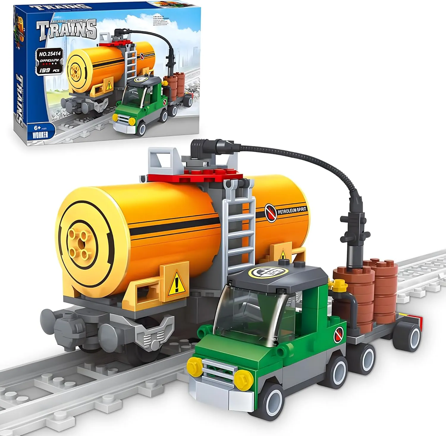 Finger Rock City Freight Car Building Toy Set - Classic Tanker Car & Cargo Train Model, 199-Piece MOC Construction Toy for Train Lovers & STEM Gifts for Boys & Girls 6-8 